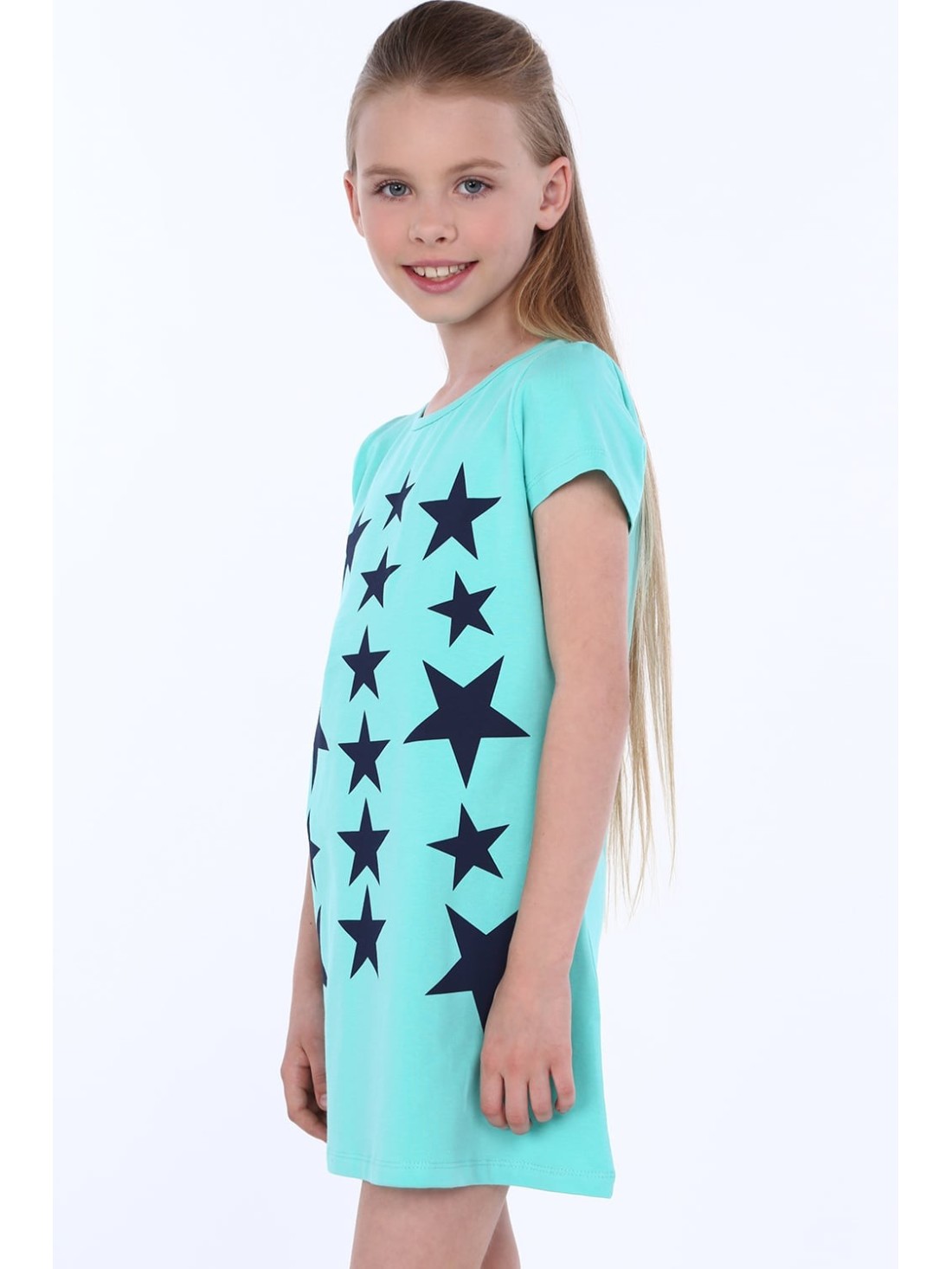 Girls\' dress with stars, mint NDZ8244 - Online store - Boutique